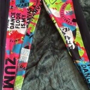 Zumba Fitness Multicolor Graphic Leggings - Neon Pink Blue Green